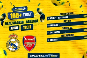AdmiralBet 100+ tiket - Real i Arsenal daju kvotu sa svim kečevima!